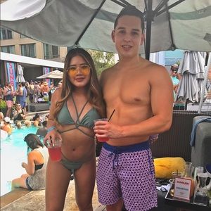 Green strappy bikini